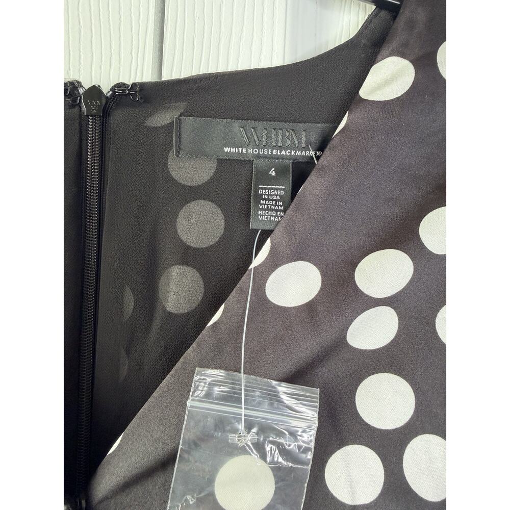 NEW White House Black Market WHBM Dress Size 4 Small Polka Dot Faux Wrap Career - Picture 3 of 14